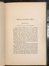 SHOULD WOMEN OBEY? - Ernest Loomis, 1st EDITION, 1900, Very Scarce MARRIAGE LOVE