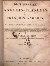 DICTIONNAIRE Anglois-Francois + Francois-Anglois by A. Boyer, 1817, 2 Vols, RARE