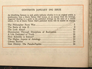 MANLY P. HALL - HORIZON JOURNAL - Full YEAR, 12 ISSUES, 1942 - PHILOSOPHY OCCULT