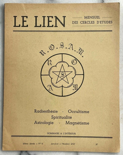 LE LIEN FRENCH OCCULT MAGAZINE - JAN-FEB 1967 - PAST LIVES MAGIC SQUARES SPIRIT