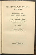 MYSTERY & LORE OF MONSTERS - Thompson, 1st Ed, 1930 - DEFORMITIES CRYPTOZOOLOGY