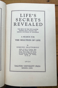LIFE'S SECRETS REVEALED - Shaftesbury, 1928 - UNIVERSE HUMANITY LIFE EUGENICS