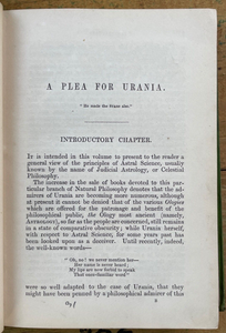 A PLEA FOR URANIA - C. Cooke, 1st 1854 - ASTROLOGY, ASTRAL SCIENCES, OCCULT