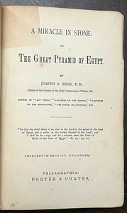 MIRACLE IN STONE OR THE GREAT PYRAMID OF EGYPT - Seiss, 1st 1877 ANCIENT OCCULT