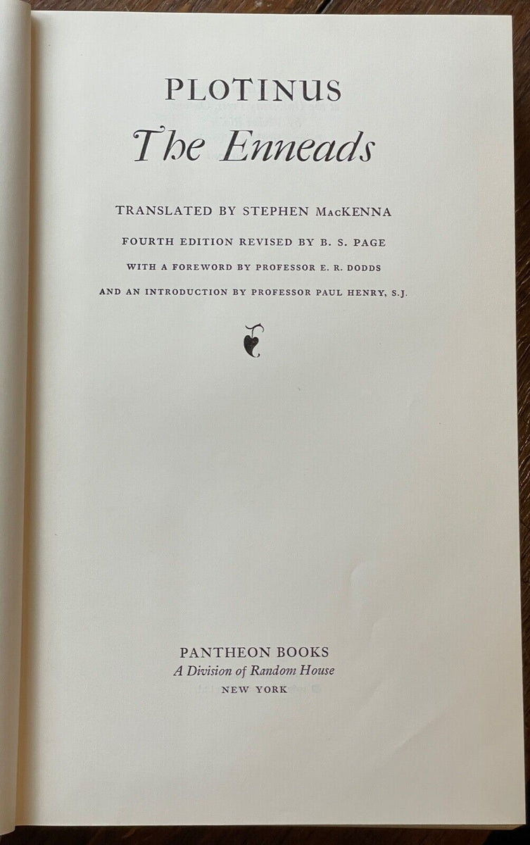 PLOTINUS THE ENNEADS - MacKenna, 1969 - ANCIENT GREEK PHILOSOPHY ...