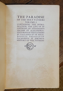 THE PARADISE OF THE HOLY FATHERS - Budge, 1st 1907 MONASTIC SAINTS MONKS DIVINE