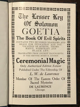 LESSER KEY OF SOLOMON; GOETIA: EVIL SPIRITS - De Laurence - GRIMOIRE - Early Ed