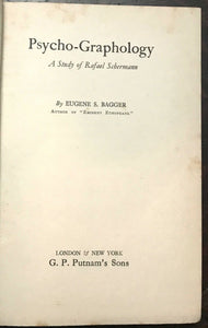 PSYCHO-GRAPHOLOGY - Bagger, 1st 1924 PSYCHIC READER OCCULT HANDWRITING MEDIUM