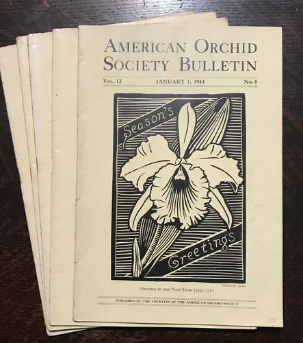 AMERICAN ORCHID SOCIETY BULLETIN, Original 1944 Issues (5 Journals) JANUARY-MAY