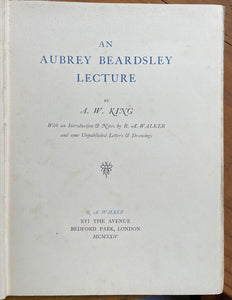 AUBREY BEARDSLEY LECTURE - Ltd Ed 500, 1924 - UNPUBLISHED DRAWINGS AESTHETIC ART