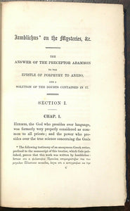 IAMBLICHUS ON THE MYSTERIES OF EGYPTIANS, CHALDEANS - 1895 ANCIENT MAGICK SOUL