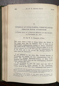1920 - SOCIETY FOR PSYCHICAL RESEARCH - OCCULT HYPNOTISM PSYCHOANALYSIS PSYCHIC
