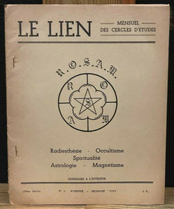 LE LIEN FRENCH OCCULT MAGAZINE - NOV-DEC 1963 ASTROLOGY PHYSIOLOGY PSYCHOLOGY