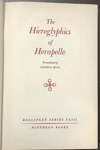 HIEROGLYPHICS OF HARAPOLLO - Boas, 1st 1950 ALLEGORICAL SYMBOLS ANCIENT EGYPT