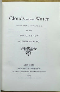 CLOUDS WITHOUT WATER - ALEISTER CROWLEY, 1973 OCCULT POETRY THELEMA