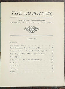 THE CO=MASON Journal, 4 ISSUES - 1st 1915 MEN WOMEN FREEMASONRY MASONIC EQUALITY