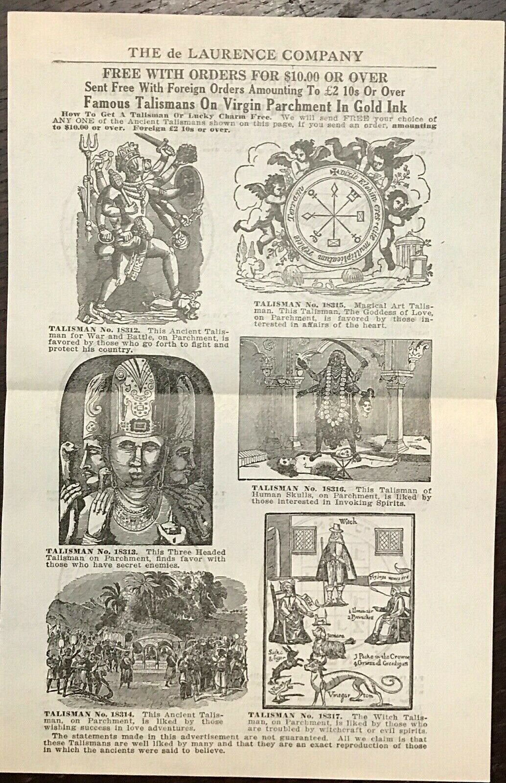 1920s DE LAURENCE OCCULT CATALOG ADS TALISMANS SEALS DIVINATION ANGE