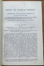 1884 - SOCIETY FOR PSYCHICAL RESEARCH - SPIRITS GHOSTS DIVINATION HYPNOTISM