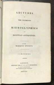 ELEMENTS OF HIEROGLYPHICS & EGYPTIAN ANTIQUITIES - 1st, 1829 ANCIENT EGYPTOLOGY