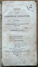 ADVICE IN THE PURSUITS OF LITERATURE - Knapp, 1st 1832 - HISTORY LITERARY ERAS