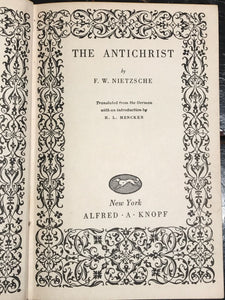 THE ANTICHRIST by Friedrich Nietzsche, Early Edition ~1927 Alfred Knopf