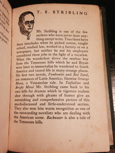 BACKWATER by T.S. Stripling, First Edition, 1930, VERY RARE Southern Miss. Life