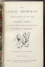 THE GENIAL SHOWMAN, LIFE OF ARTEMUS WARD - Hingston,  1880 COMEDY SHOWMAN HUMOR