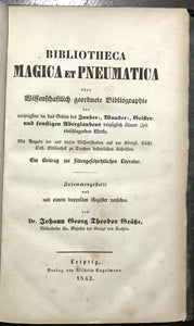 BIBLIOTHECA MAGICA ET PNEUMATICA - 1st Ed, 1843 - MAGIC GHOSTS OCCULT REFERENCE