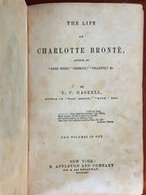 THE LIFE OF CHARLOTTE BRONTE by Elizabeth C. Gaskell, Early Edition, 2 Vols 1864