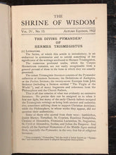 THE SHRINE OF WISDOM QUARTERLY PUBLICATION: RELIGION MYSTICISM OCCULT, 1922-25