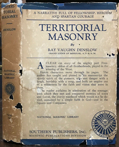 TERRITORIAL MASONRY - Denslow, 1st Ed 1925 - FREEMASONRY SECRET AMERICAN HISTORY