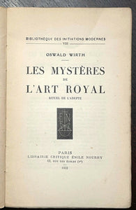 MYSTERES DE L'ART ROYAL - Oswald Wirth, 1st 1932 - MASONIC SYMBOLISM FREEMASONRY