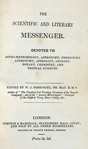 MONTHLY SCIENTIFIC MESSENGER: ASTROLOGY, ASTRONOMY - Simmonite, 1st 1843