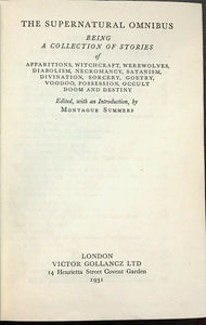 1931 SUPERNATURAL OMNIBUS - Summers, 1st Ed - GHOSTS WEREWOLVES VAMPIRES WITCHES