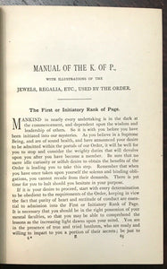 KNIGHTS OF PYTHIAS COMPLETE MANUAL - 1886 FRATERNAL SECRET SOCIETY ILLUSTRATED