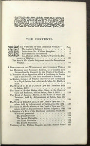 WONDERS OF THE INVISIBLE WORLD - MATHER, 1862 WITCHES WITCHCRAFT TRIALS SATAN