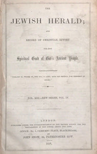 1858-1860 THE JEWISH HERALD VOL 13, 36 Issues Jewish Conversion to Christianity