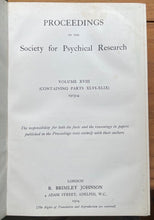 1903-1904 SOCIETY FOR PSYCHICAL RESEARCH - SPIRITS SPIRIT AUTOMATIC WRITING