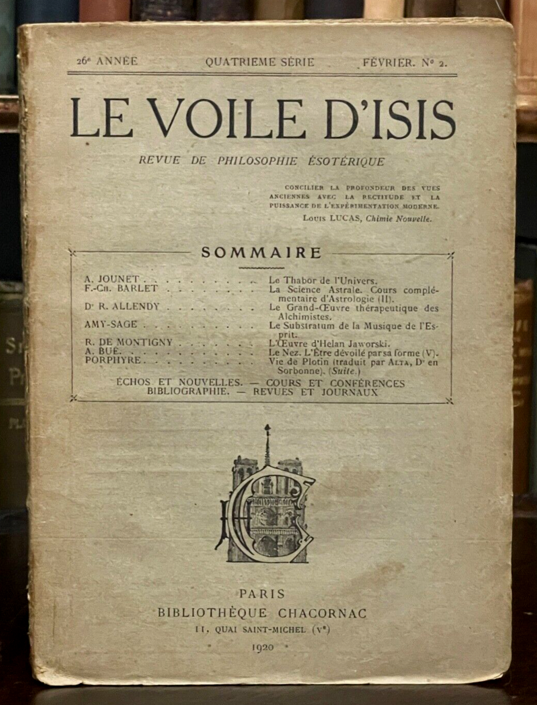 LE VOILE D'ISIS - Feb 1920 - French ESOTERIC STUDY ASTROLOGY OCCULT ALCHEMY