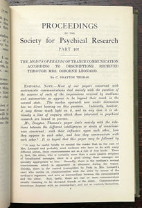 1928-29 SOCIETY FOR PSYCHICAL RESEARCH - OCCULT HYPNOSIS TELEPATHY GHOSTS SPRITS