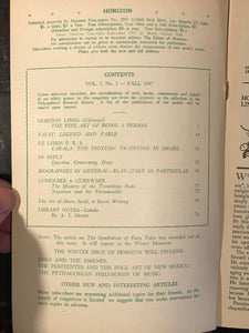 MANLY P. HALL - HORIZON JOURNAL - Full YEAR, 4 ISSUES, 1947 - PHILOSOPHY OCCULT