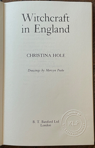 WITCHCRAFT IN ENGLAND - Christina Hole, 1977 - WITCHES SORCERY FAMILIARS MAGICK