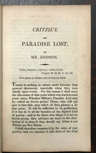 CRITIQUE ON PARADISE LOST - Addison, 1805 and POETICAL WORKS OF JOHN DENHAM