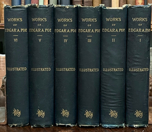 WORKS OF EDGAR ALLAN POE, Complete Vols 1-6 - Stoddard, 1884 GOTHIC HORROR LIT