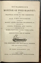 1888 RICHARDSON'S MONITOR OF FREEMASONRY - CEREMONIES SIGNS OATHS PASSWORDS