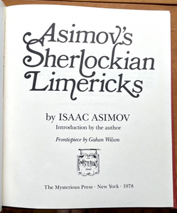 ASIMOV'S SHERLOCKIAN LIMERICKS - Isaac Asimov, 1st 1978 - SHERLOCK HOLMES POETRY