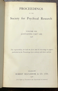 1906 SOCIETY FOR PSYCHICAL RESEARCH - OCCULT SPIRITS PSYCHIC PROPHECY TELEPATHY