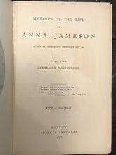 MEMOIRS OF ANNA JAMESON, Gerardine MACPHEARSON 1st/1st 1878, Excellent Condition