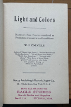 LIGHT  AND  COLORS - Colville, 1st 1914 - CHROMO-THERAPY HEALING HEALTH OCCULT