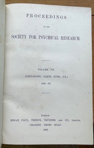 1891-92 SOCIETY FOR PSYCHICAL RESEARCH - SPIRIT PHOTOGRAPHY AUTOMATIC WRITING